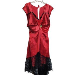 Vintage Senorita Halloween Costume Collegeville Imagineering Red Black Lace OS
